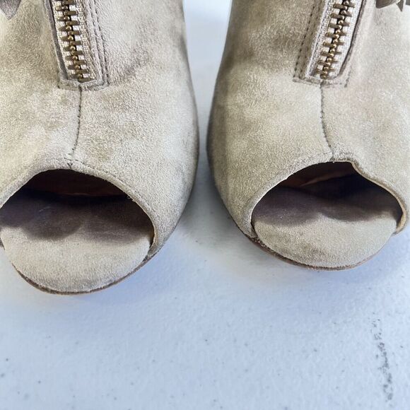 Paul Green Women's Heeled Booties Boots Size US 6 Suede Leather Beige Tan - Picture 4 of 14